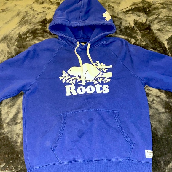 Blue ROOTS pull-over Hoodie - Picture 4 of 4
